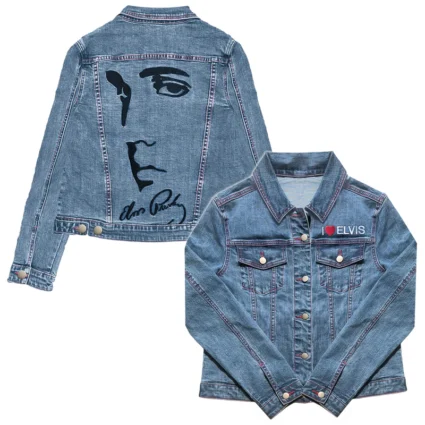 I Heart Elvis Profile Women's Blue Denim Jacket
