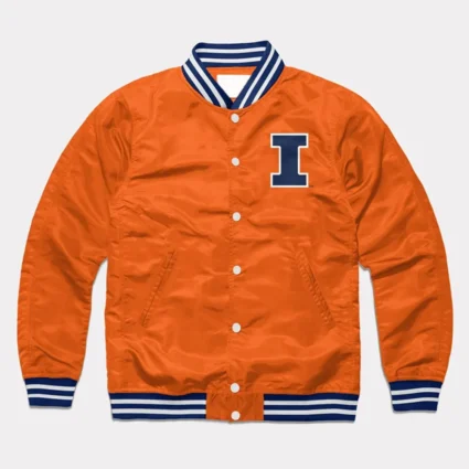 Illinois Fighting Illini Orange Varsity Satin Jacket