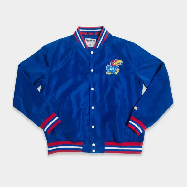 Kansas Jayhawks Retro Circus Font Blue Bomber Jacket