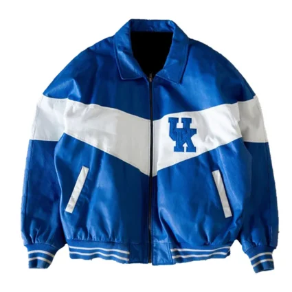 Kentucky Wildcats Blue and White 90’s Leather Jacket