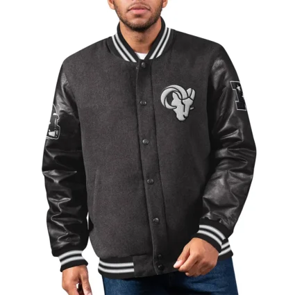 LA Rams First Rounder Black Wool Varsity Jacket