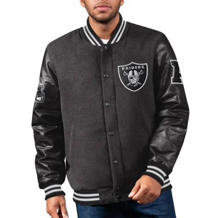 Las Vegas Raiders First Rounder Black Wool Varsity Jacket