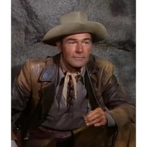 Man in The Saddle Randolph Scott Brown Waxed Leather Jacket