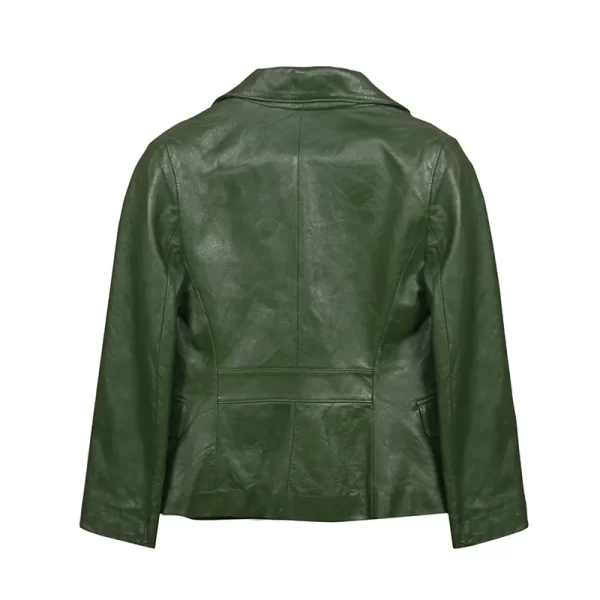 Men’s Green Fashion Genuine Leather Blazer Coat