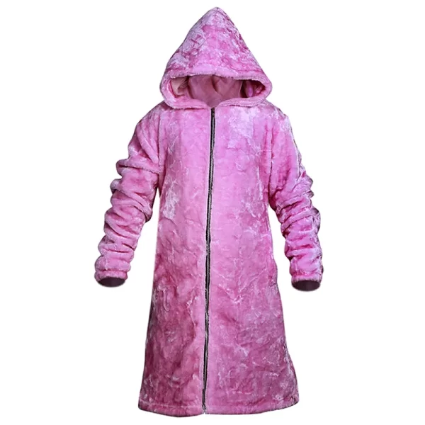 Men’s Pink Oversized Hooded Fur Long Coat