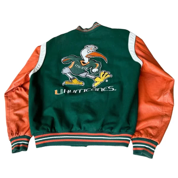 Miami Hurricanes 90’s Green and Orange Varsity Wool Jacket