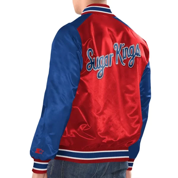 Miami Marlins Renegade Red and Blue Full-Snap Varsity Satin Jacket