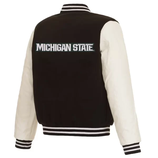 Michigan State Spartans Black and White Varsity Wool Jacket