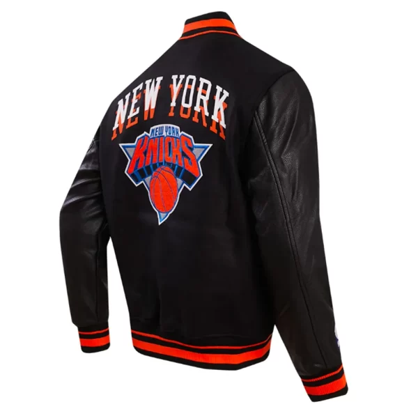 NY Knicks Chest Layered Classic Rib Varsity Jackets