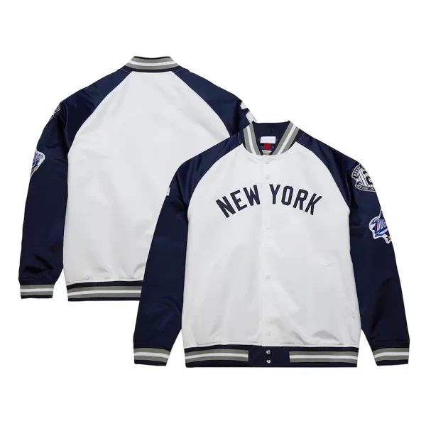 NY Yankees Navy and White Lightweight Satin Jacket