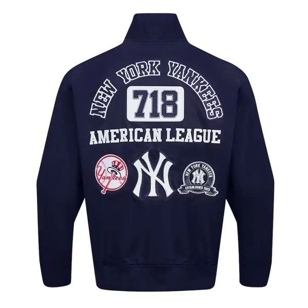 Navy New York Yankees Area Code Full-Zip Cotton Jacket