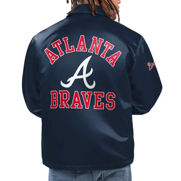 Navy Option Route Coaches Atlanta Braves Full-Snap Jacket