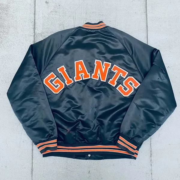 Navy San Francisco Giants 1990’s Spellout Bomber Full-Snap Satin Jacket