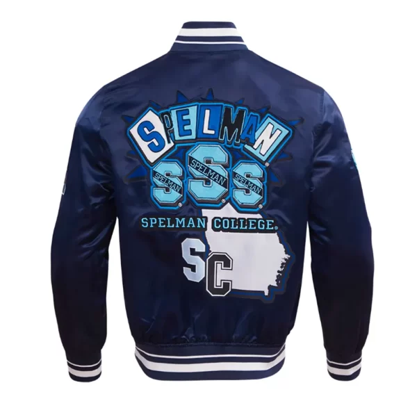 Navy Spelman College Homecoming Rib Satin Full-Snap Jacket