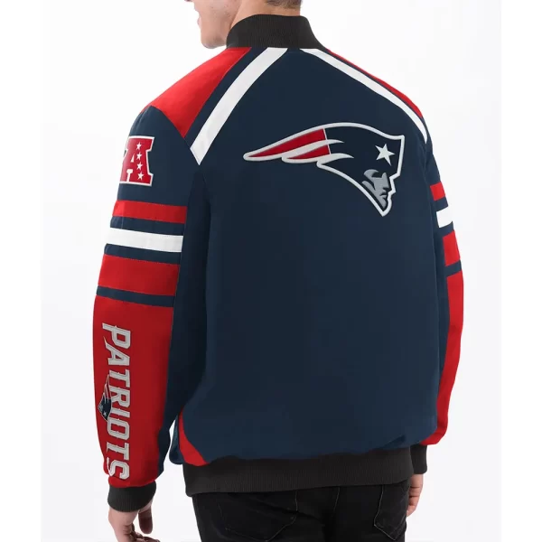 New England Patriots Power Forward Racing Full-Snap Navy Cotton Jacket