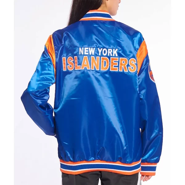 New York Islanders Teddy Varsity Full-Snap Royal Satin Jacket