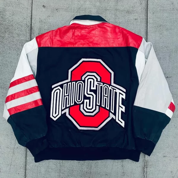 Ohio State Buckeyes 1990’s Navy White Full-Snap Jacket