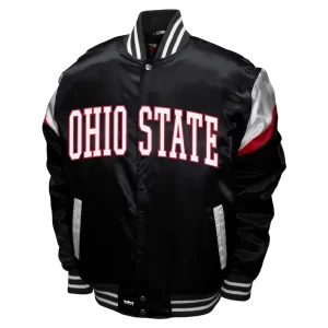 Ohio State Buckeyes Power Black Varsity Satin Jacket