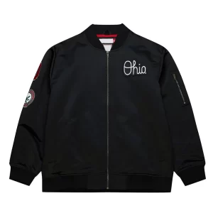 Ohio State Current Logo Bomber Lightweight Black Satin Jacket