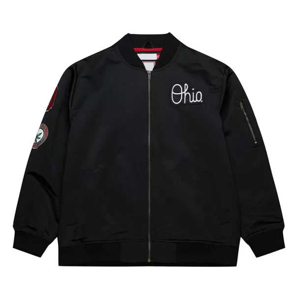 Ohio State Current Logo Bomber Lightweight Black Satin Jacket