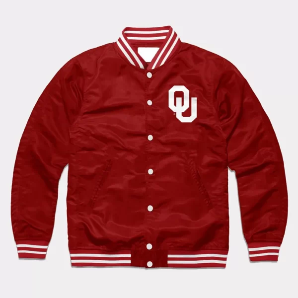 Oklahoma Boomer Sooners Varsity Red Satin Jacket