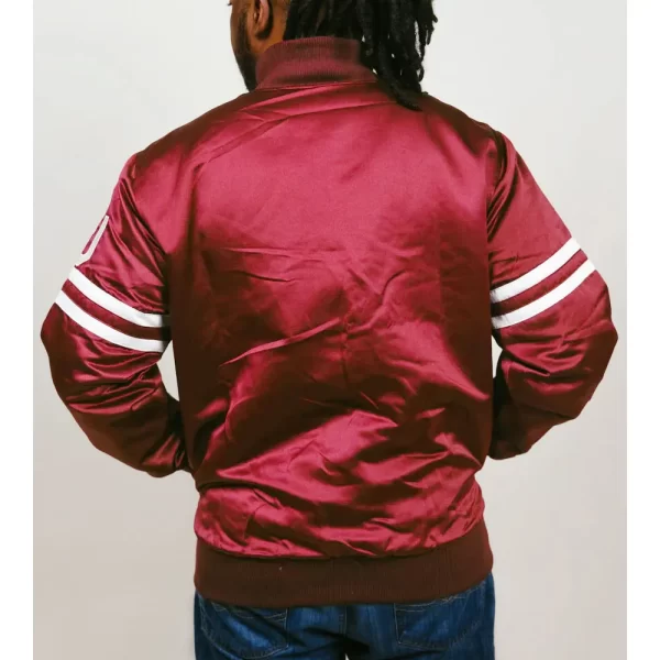 Oklahoma Sooners Striped Crimson Bomber Jacket