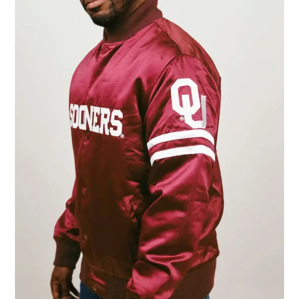 Oklahoma Sooners Striped Crimson Bomber Jackets