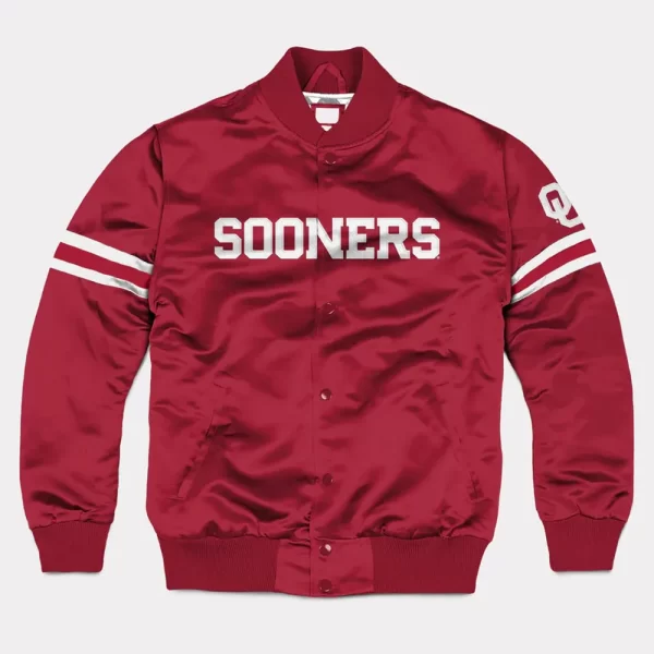 Oklahoma Sooners Striped Crimson Red Bomber Jacket