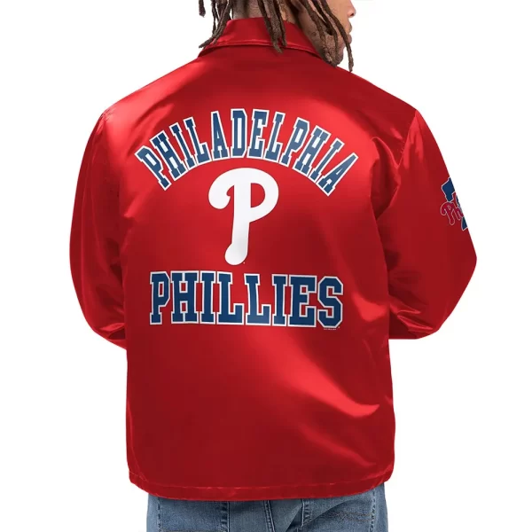 Option Route Coaches Philadelphia Phillies Full-Snap Red Satin Jacket