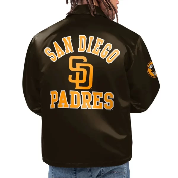 Option Route Coaches San Diego Padres Full-Snap Brown Satin Jacket