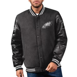 Philadelphia Eagles First Rounder Black Wool Varsity Jacket