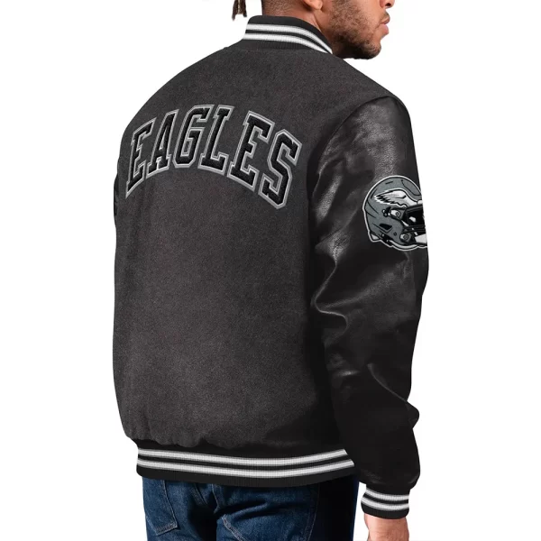 Philadelphia Eagles First Rounder Full-Snap Black Wool Varsity Jacket