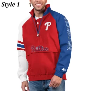 Philadelphia Phillies Elite Half Zip Pullover Nylon Jacket