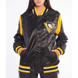 Pittsburgh Penguins Teddy Black Varsity Satin Jacket