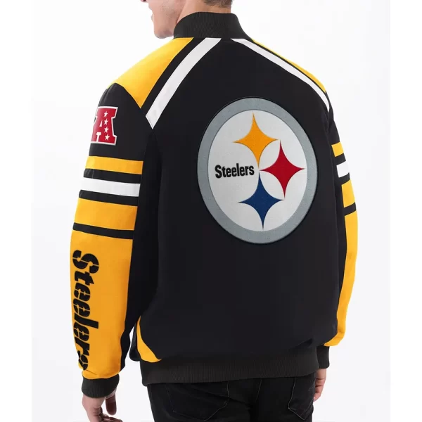 Pittsburgh Steelers Power Forward Racing Full-Snap Black Cotton Jacket