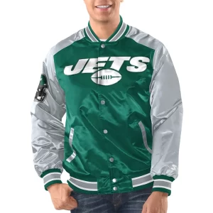 Renegade NY Jets Green and Gray Satin Jacket