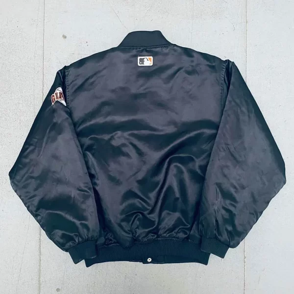 San Francisco Giants 1990’s Script Spellout Black Bomber Satin Jacket