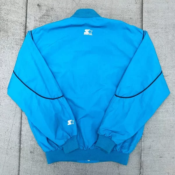 San Jose Sharks 1990’s Full-Snap Blue Bomber Satin Jacket