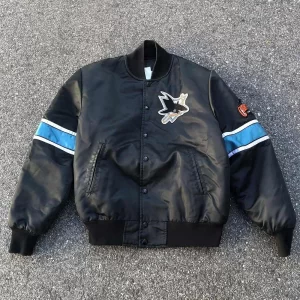 San Jose Sharks 90’s Black Bomber Satin Jacket