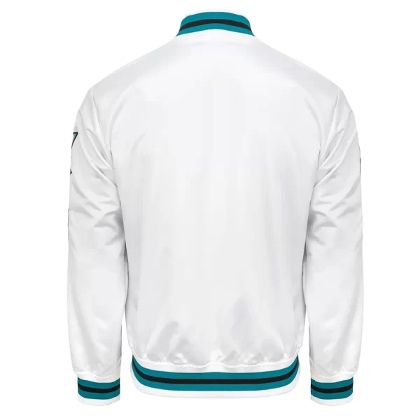 San Jose Sharks City Collection Full-Snap Lightweight White Satin Jacket