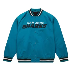 San Jose Sharks Current Logo Teal Blue Satin Jacket