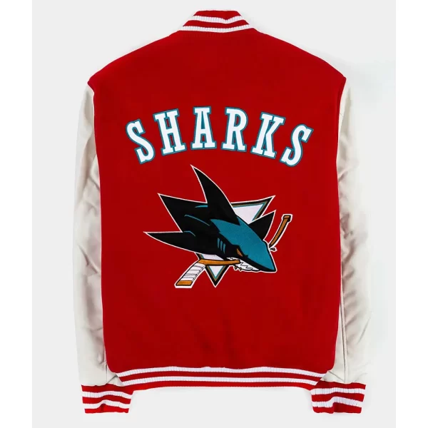 San Jose Sharks Red & White Varsity Full-Snap Wool Jacket