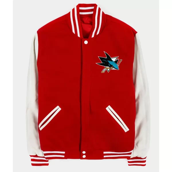 San Jose Sharks Red and White Varsity Jacket