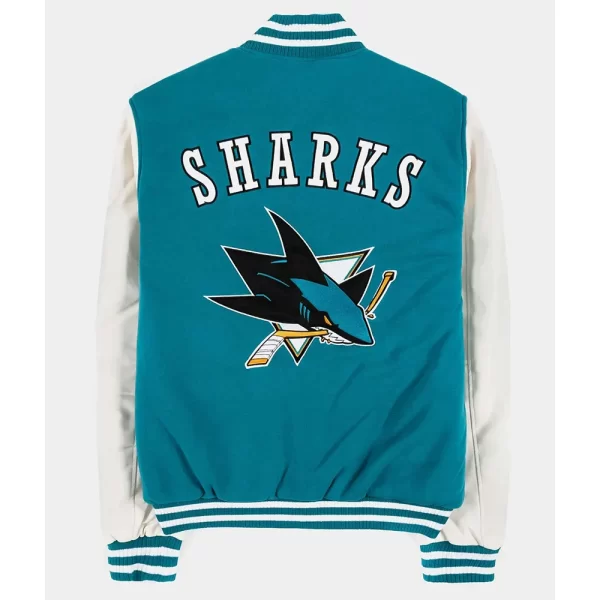 San Jose Sharks Teal & White Full-Snap Varsity Wool Jacket