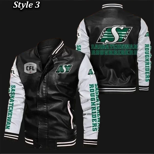 Saskatchewan Roughriders Bomber Varsity Leather Jacket