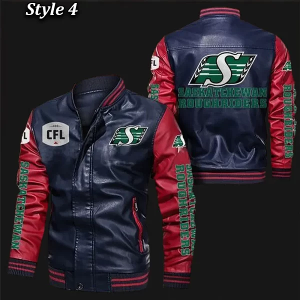 Saskatchewan Roughriders Bomber Varsity Leather Jackets