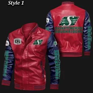 Saskatchewan Roughriders Bomber Varsity Leather Zip Jacket