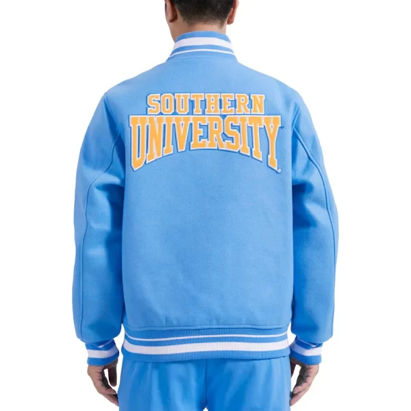 Southern University Jaguars Light Blue Crest Full-Zip Wool Varsity Jacket