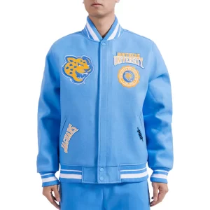 Southern University Jaguars Light Blue Crest Wool Varsity Jacket