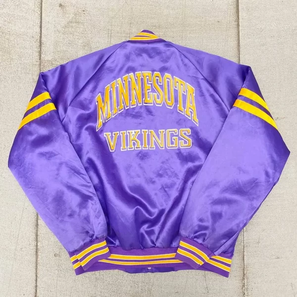 Spellout Minnesota Vikings 1980’s Bomber Full-Snap Purple Satin Jacket